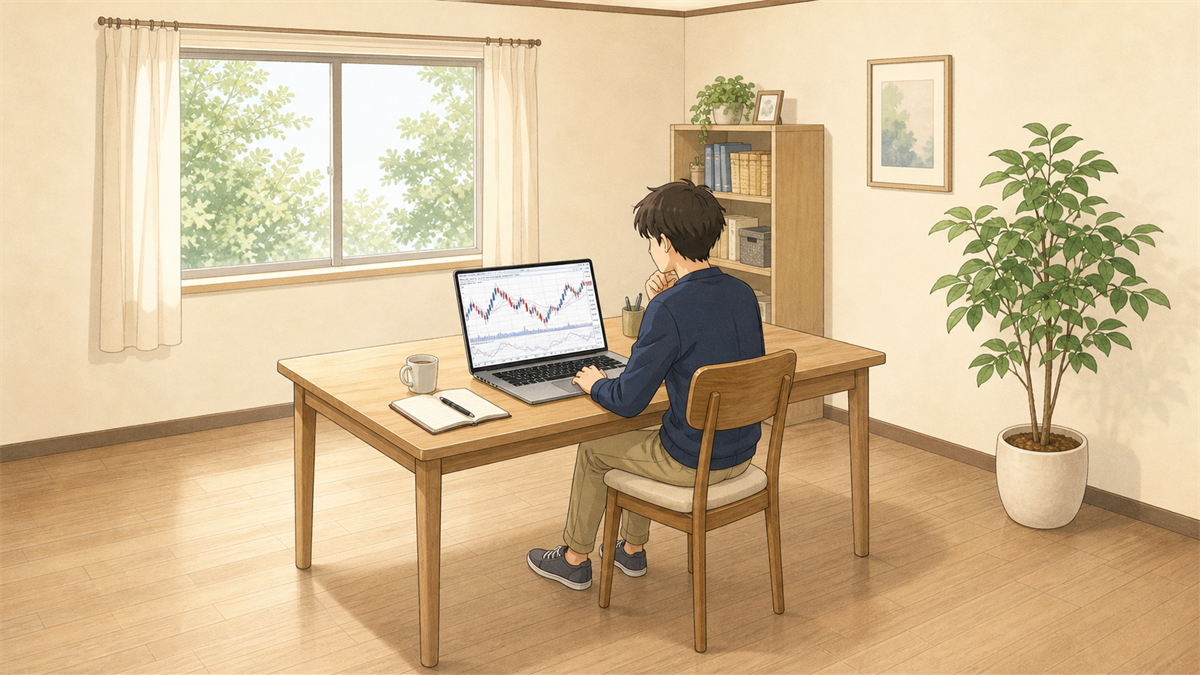過去チャートを見ながらForex Testerで検証するイメージ